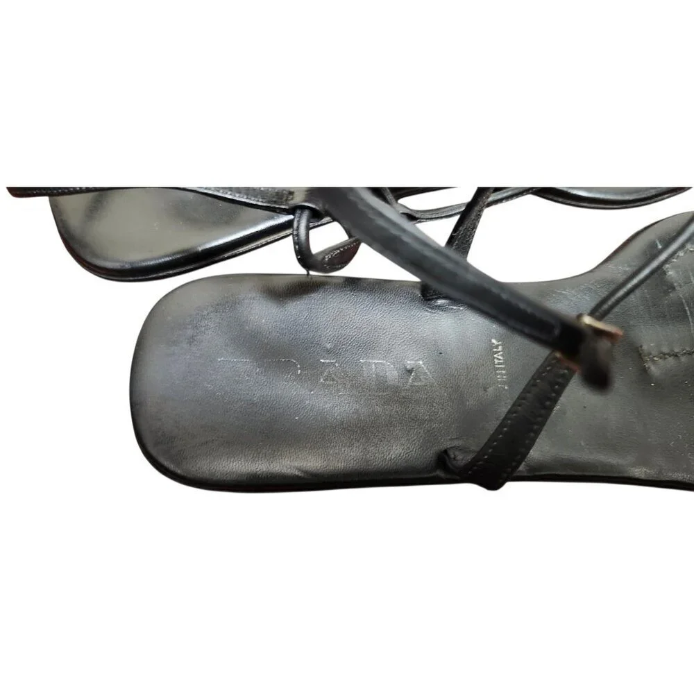Prada Leather T-Strap Sandals Women's Size EU 40/US 9.5 - Picture 8 of 13